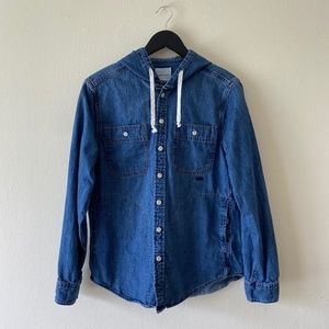 American Eagle Denim Hoodie Shirt Size Small